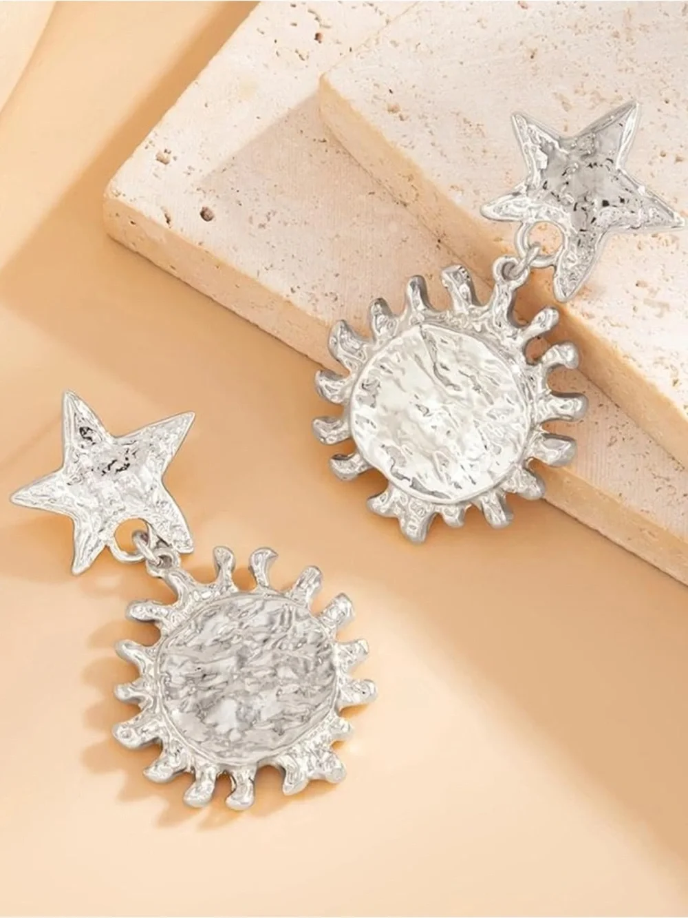 Zara Silver Star and Sun Dangle Earrings
